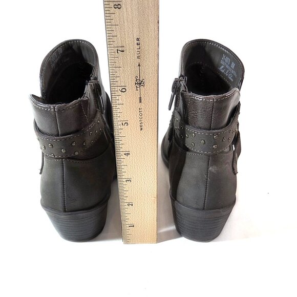 Easy Street Brown Faux Leather with Metal Accents Booties Size 8 - Picture 3 of 4